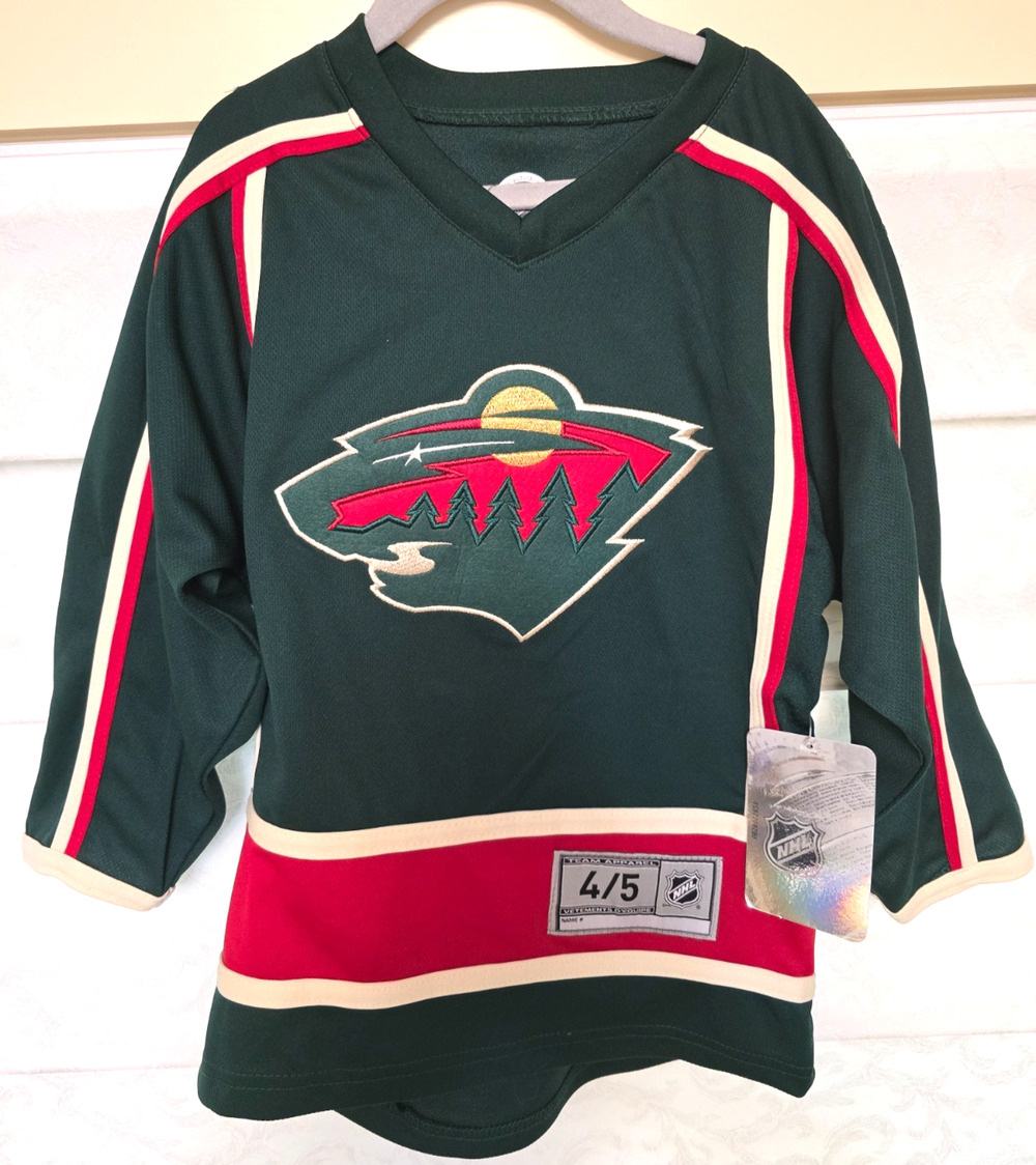 Minnesota Wild Hockey Jersey Boys 4/5 Green Long Sleeve NHL Team Apparel NWT NEW